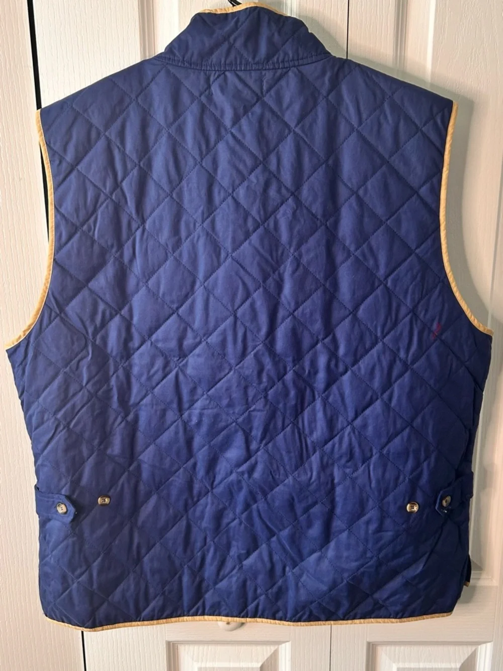 Crown & Ivy Full Zip Quilted Diamond Camel Tan Navy Blue Lining Vest Men's XL